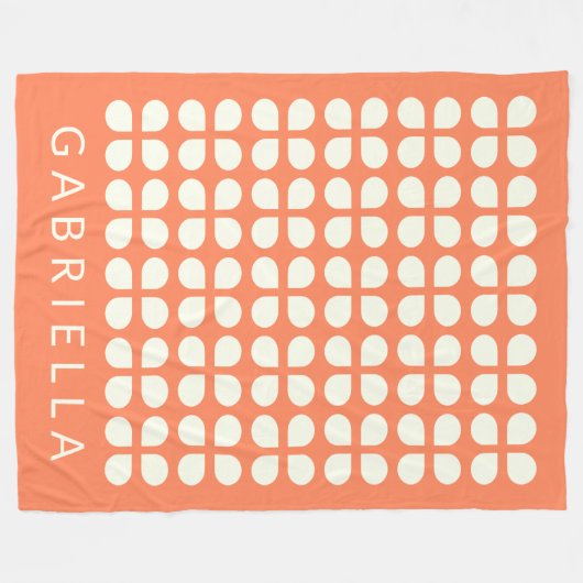 Personalisiert Orange Retro Mitteljahrhundert Mode Fleecedecke (Vorderseite (Horizontal))
