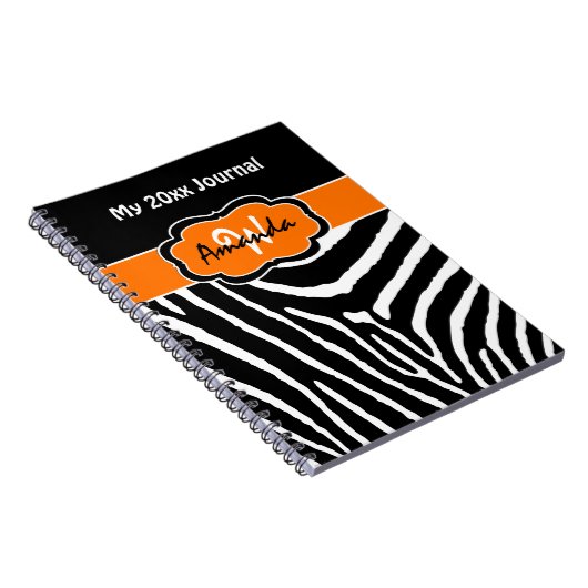 Personalisiert Orange Schwarz-weiß Zebra Journal 2 Notizblock (Rechte Seite)