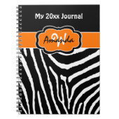 Personalisiert Orange Schwarz-weiß Zebra Journal 2 Notizblock (Vorderseite)