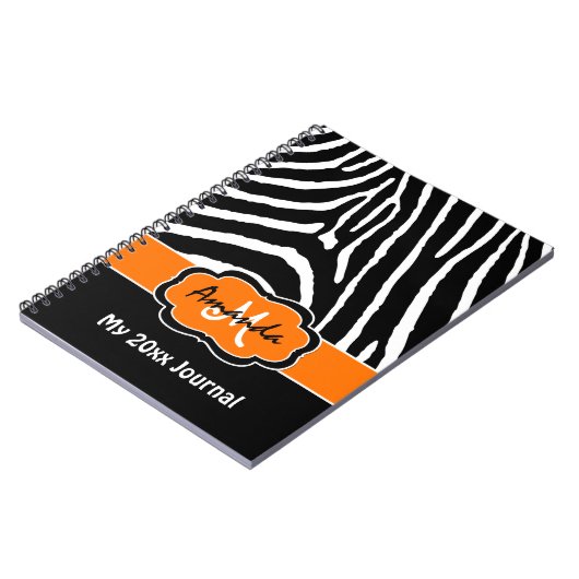 Personalisiert Orange Schwarz-weiß Zebra Journal Notizblock (Linke Seite)