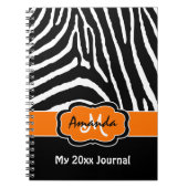 Personalisiert Orange Schwarz-weiß Zebra Journal Notizblock (Vorderseite)