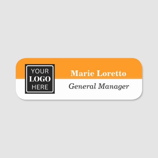 Personalisiert Orange Simple Namensschild (Vorderseite)