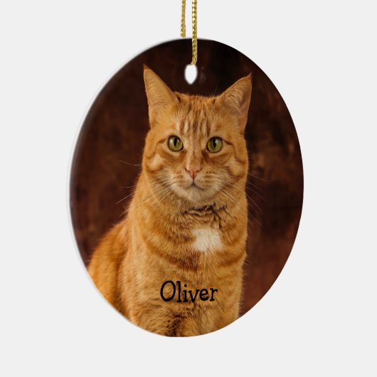 Personalisiert Orange Tabby Cat Keramik Ornament (Rechts)