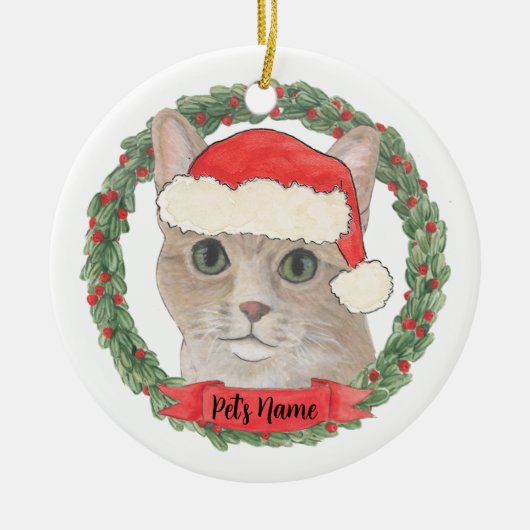 Personalisiert Orange Tabby Cat Keramik Ornament (Vorne)
