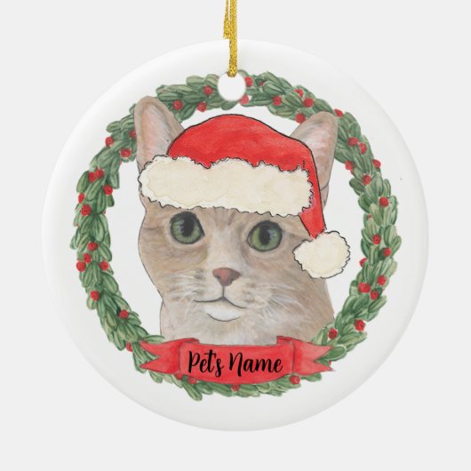 Personalisiert Orange Tabby Cat Keramik Ornament (Hinten)