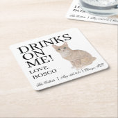 Personalisiert Orange Tabby Cat Wedding Rechteckiger Pappuntersetzer (angewinkelt)