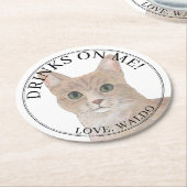 Personalisiert Orange Tabby Cat Wedding Runder Pappuntersetzer (Angewinkelt)