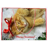 Personalisiert Orange Tabby Cat Weihnachten Große Geschenktüte (Rückseite)