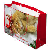 Personalisiert Orange Tabby Cat Weihnachten Große Geschenktüte (Rückseite Schrägansicht)