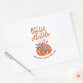 Personalisiert Orange Thankful & gesegnete Pumpkin Runder Aufkleber (Umschlag)