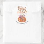 Personalisiert Orange Thankful & gesegnete Pumpkin Runder Aufkleber (Tasche)
