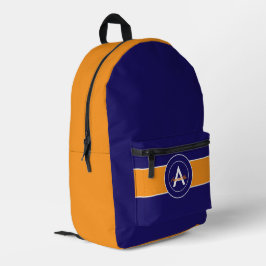 Personalisiert Orange und Blue Monogram Bedruckter Rucksack