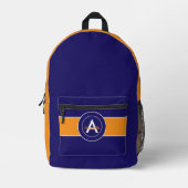 Personalisiert Orange und Blue Monogram Bedruckter Rucksack (Vorderseite)