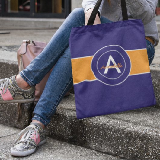 Personalisiert Orange und Blue Monogram Tasche