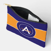 Personalisiert Orange und Blue Monogram Zubehörtasche (Offen)