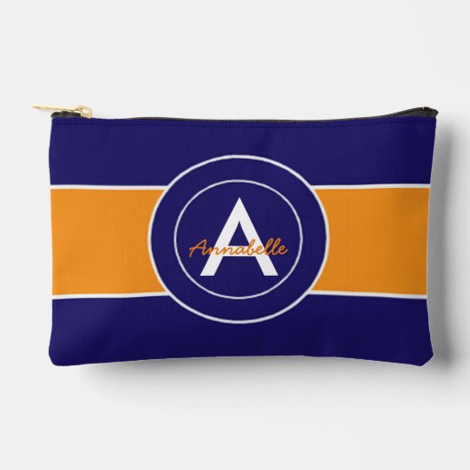 Personalisiert Orange und Blue Monogram Zubehörtasche (Vorderseite)