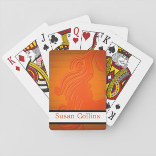 Personalisiert Orange Weiße Frau gegenüber Spielkarten