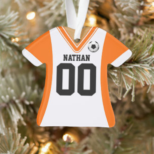 Personalisiert Orange/White Soccer Jersey Ornament