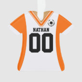 Personalisiert Orange/White Soccer Jersey Ornament (Vorderseite)