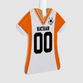 Personalisiert Orange/White Soccer Jersey Ornament (Vorderseite)