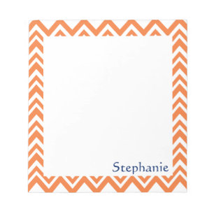 Personalisiert Orange Zigzag Muster Notizblock