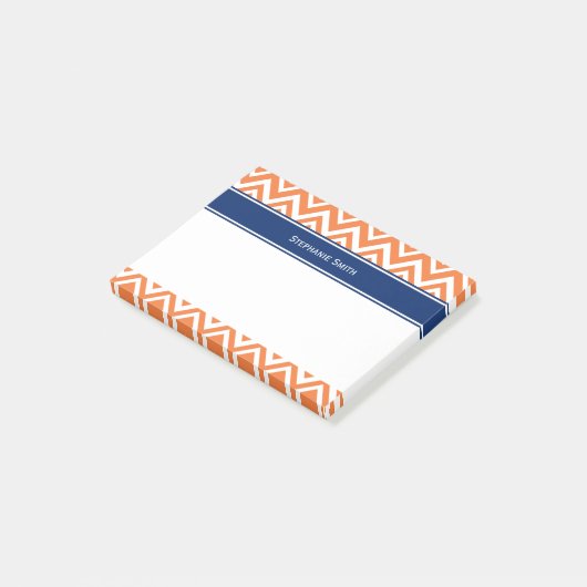 Personalisiert Orange Zigzag Muster Post-it Klebezettel (angewinkelt)