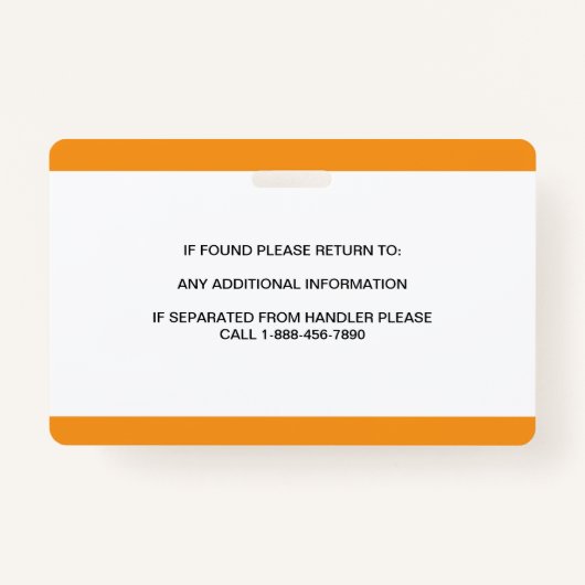 Personalisiert orangefarbene Foto-ID für Hunde Ausweis (Rückseite)