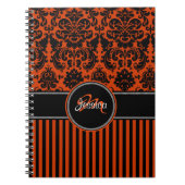Personalisiert Orangefarbener Schwarz-weißer Strei Notizblock (Vorderseite)