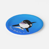 Personalisiert Orca Killer Whale Geburtstag Pappteller (Schrägansicht)