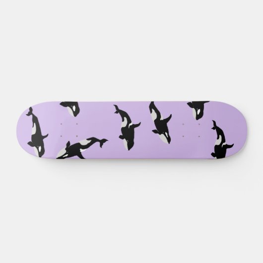 Personalisiert Orca Whale Pod Pattern Pastel Lilac Skateboard (Horizontal)