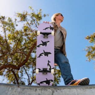 Personalisiert Orca Whale Pod Pattern Pastel Lilac Skateboard