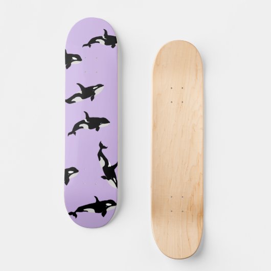 Personalisiert Orca Whale Pod Pattern Pastel Lilac Skateboard (Vorderseite)