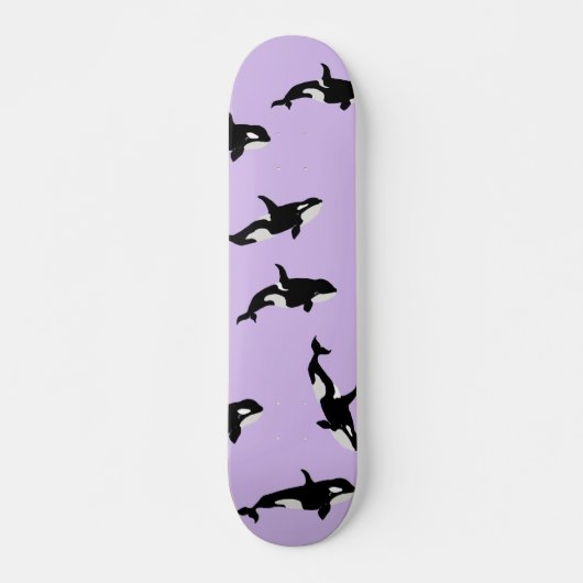 Personalisiert Orca Whale Pod Pattern Pastel Lilac Skateboard (Vorne)