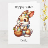 Personalisiert Osterhase + Farbseite Kid's Karte (Gelbe Blume)