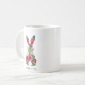 Personalisiert Osterhase Tasse mit Blumendesign (Vorderseite Links)