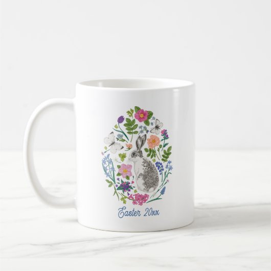 Personalisiert Osterhase und Blume Kaffeetasse (Links)