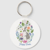 Personalisiert Osterhase und Blume Schlüsselanhänger (Vorderseite)