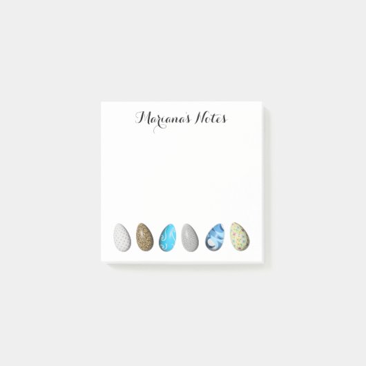 personalisiert Ostern 3D farbige Eier elegant Post-it Klebezettel (Vorderseite)