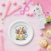 Personalisiert Ostern Brunch Bunny Flor Aquamarin Pappteller (Party)