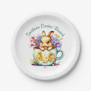 Personalisiert Ostern Brunch Bunny Flor Aquamarin Pappteller