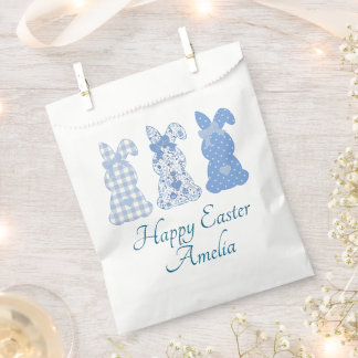 Personalisiert Ostern Bunny Bow Coquette Blau Geschenktütchen