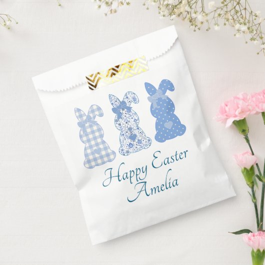 Personalisiert Ostern Bunny Bow Coquette Blau Geschenktütchen (Versiegelt)