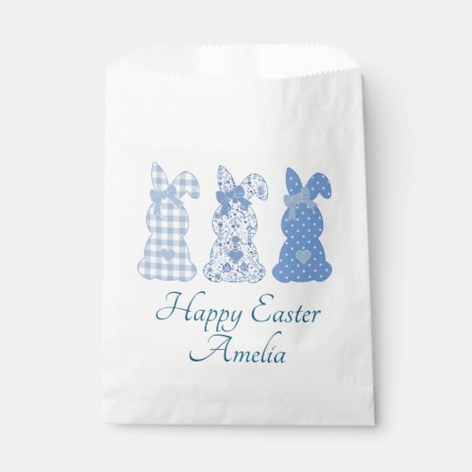 Personalisiert Ostern Bunny Bow Coquette Blau Geschenktütchen (Vorderseite)