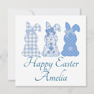 Personalisiert Ostern Bunny Coquette Blau Einladung
