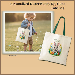 Personalisiert Ostern Bunny Egg Jagd Tote Beutel Tragetasche