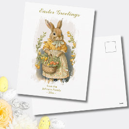 Personalisiert Ostern Gruß Niedlich Vintag Bunny Feiertagspostkarte