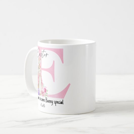 Personalisiert Ostersonnengeschenk Rosa Monogrammi Kaffeetasse (Vorderseite Links)
