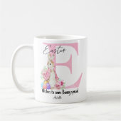 Personalisiert Ostersonnengeschenk Rosa Monogrammi Kaffeetasse (Links)