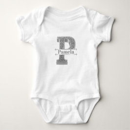 Personalisiert P Erste Silver Monogramm Ihr Name Baby Strampler