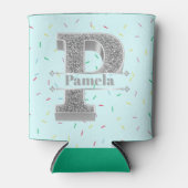 Personalisiert P Erste Silver Monogramm Ihr Name Dosenkühler (Vorderseite)